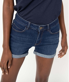 short femme en jean avec revers cousus bleuD357901_2