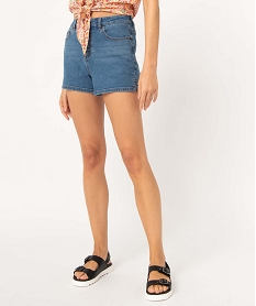 GEMO Short en jean coupe large fendu sur les côtés femme Bleu