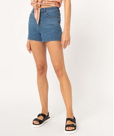 short femme en jean coupe large fendu sur les cotes grisD358001_1