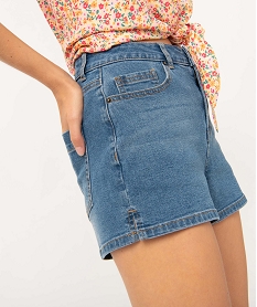 short femme en jean coupe large fendu sur les cotes grisD358001_2