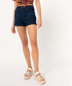 short femme en jean coupe large fendu sur les cotes bleuD358101_1