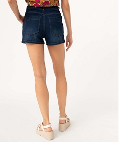 short femme en jean coupe large fendu sur les cotes bleu shortsD358101_3