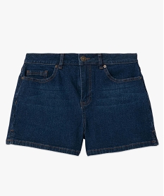 short femme en jean coupe large fendu sur les cotes bleu shortsD358101_4