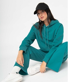 GEMO Sweat oversize à capuche intérieur molletonné femme Vert