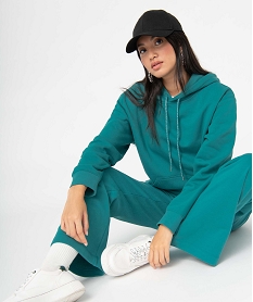 sweat femme oversize a capuche interieur molletonne vert sweatsD358201_1