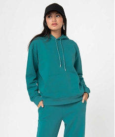 sweat oversize a capuche interieur molletonne femme vert sweatsD358201_2