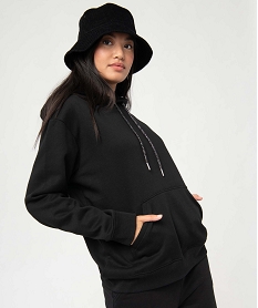 GEMO Sweat oversize à capuche intérieur molletonné femme Noir