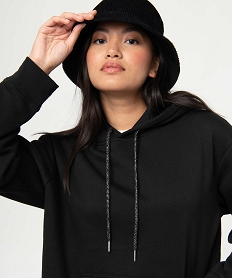 sweat oversize a capuche interieur molletonne femme noir sweatsD358301_2