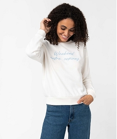 sweat femme avec message brode beigeD358501_1