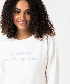 sweat femme avec message brode beige sweatsD358501_2