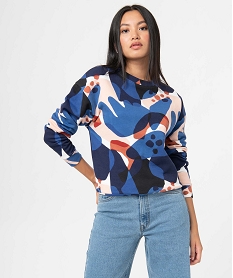 sweat femme molletonne avec motifs abstraits bleu sweatsD358601_1