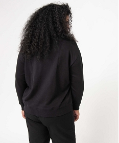 sweat femme grande taille col v et imprime noirD358801_3