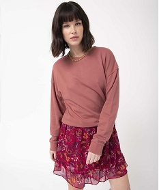 GEMO Sweat femme uni intérieur bouclettes rose standard
