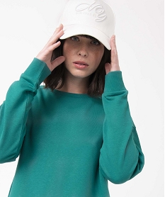 GEMO Sweat femme uni intérieur bouclettes Vert