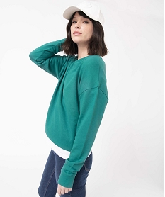 sweat femme uni interieur bouclettes vert sweatsD359401_2