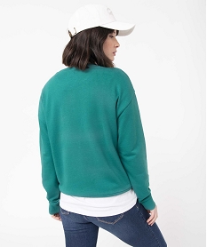 sweat femme uni interieur bouclettes vert sweatsD359401_3