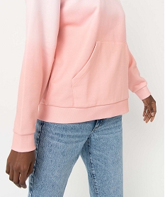 sweat femme a capuche effet tie and dye roseD359601_2