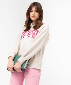 sweat femme molletonne avec inscription - camps united beige sweatsD359801_1