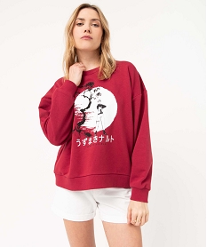 sweat femme en molleton bouclette imprime - naruto shippuden rouge sweatsD359901_1