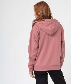 sweat femme zippe a capuche coupe oversize rose sweatsD360301_3