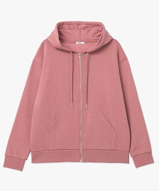 sweat femme zippe a capuche coupe oversize rose sweatsD360301_4