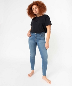 jean femme coupe slim tres extensible gris pantalons jeans et leggingsD362601_2
