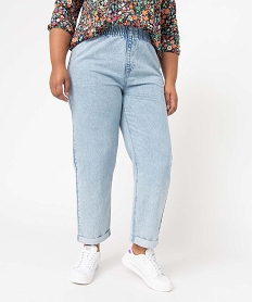 jean femme grande taille delave coupe mom taille elastiquee bleu pantalons et jeansD364501_2