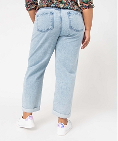 jean femme grande taille delave coupe mom taille elastiquee bleu pantalons et jeansD364501_3