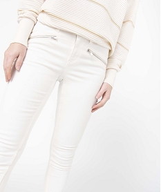 pantalon femme en toile extensible coupe skinny blancD365601_2