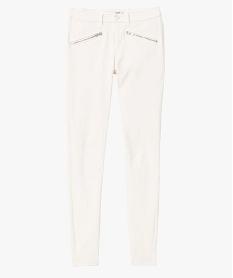 pantalon femme en toile extensible coupe skinny blancD365601_4