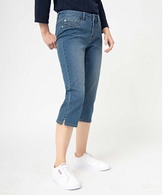 GEMO Pantacourt femme en toile denim extensible Bleu