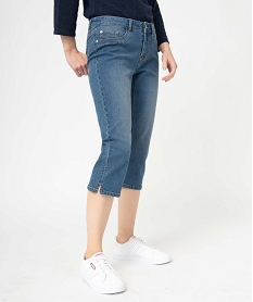 pantacourt femme en toile denim extensible grisD366001_1