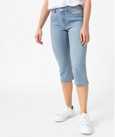 GEMO Pantacourt femme en jean coupe Slim blanc chine