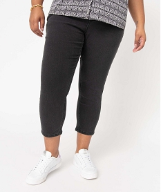 GEMO Pantacourt en jean femme grande taille en denim stretch noir standard