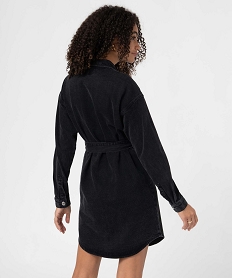 robe femme en jean boutonnee sur lavant avec ceinture noirD367401_3