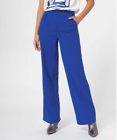 pantalon femme en toile coupe large bleu pantalonsD369501_2