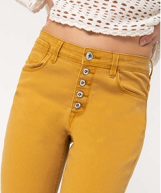 pantalon femme regular stretch avec boutonniere - complices jaune pantalonsD369701_2