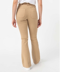 pantalon femme en toile extensible coupe bootcut beigeD369801_3