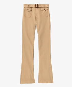 pantalon femme en toile extensible coupe bootcut beige pantalonsD369801_4