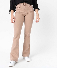 GEMO Pantalon femme en toile extensible coupe Bootcut Rose