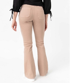 pantalon femme en toile extensible coupe bootcut roseD369901_3