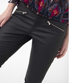 pantalon femme en toile enduite coupe skinny noir pantalonsD370001_2