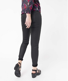 pantalon femme en toile enduite coupe skinny noir pantalonsD370001_3