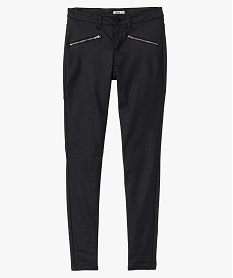 pantalon femme en toile enduite coupe skinny noir pantalonsD370001_4