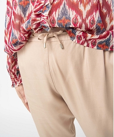 pantalon femme grande taille fluide en lyocell beige pantalonsD370501_2