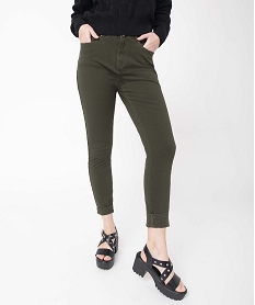 GEMO Pantalon femme coupe Skinny taille haute effet push-up Vert