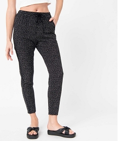 MARO BEIGE PANTALON IMPRIME NOIR BL:40288101277-Viscose////