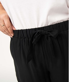 pantalon femme grande taille ample et fluide a taille elastiquee noirD372101_2