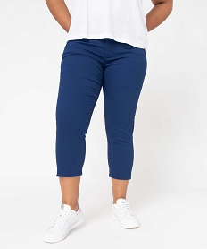 GEMO Pantacourt en toile extensible coupe ajustée femme grande taille Bleu