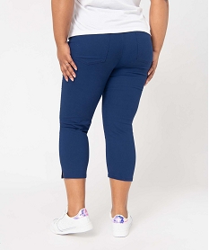 pantacourt en toile extensible coupe ajustee femme grande taille bleu pantacourtsD372701_3